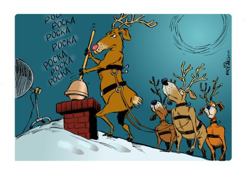 Rudolph unblocking a chimney