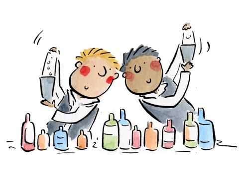 Bartenders making cocktails