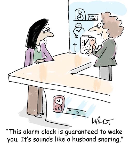 "This alarm clock is guaranteed to wake you. It's sounds like a husband snoring."