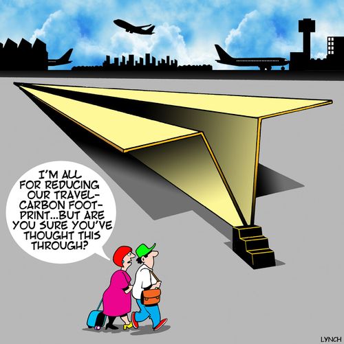 "I'm all for reducing our travel-carbon foot-print. . . but are you sure you've thought this through?"