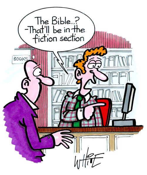 "The Bible. . ? - That'll be in the fiction section."