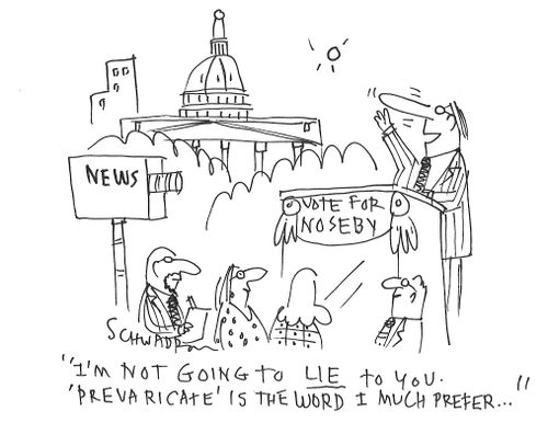 "I'm not going to lie to you. 'Prevaricate' is the word I much prefer. . ."
