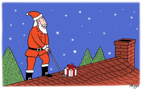 Santa Present Golfing