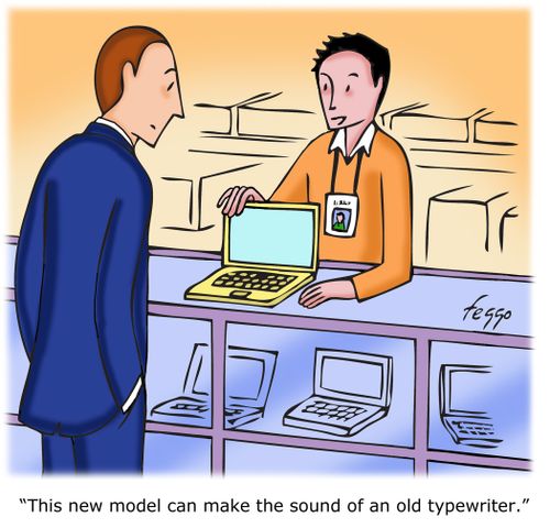 "This new model can make the sound of an old typewriter."