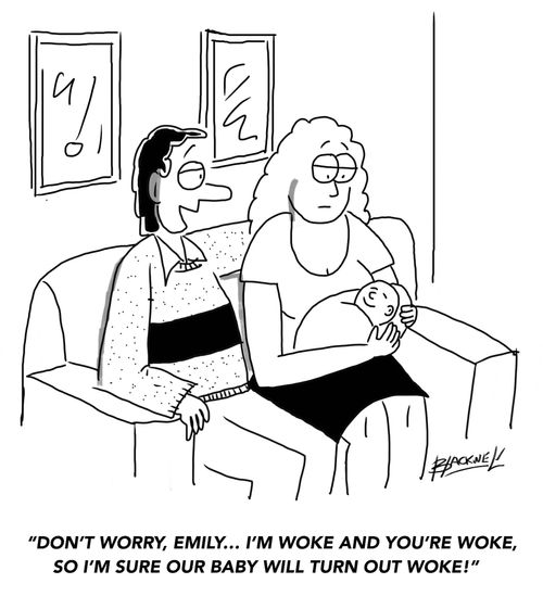 "Don't worry, Emily. . . I'm woke and you're woke, so I'm sure our baby will turn out woke!"