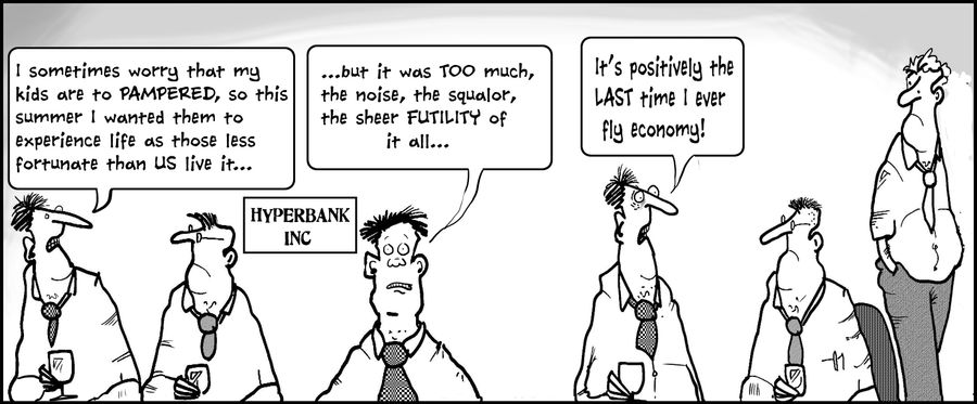 "It's positively the last time I ever fly economy."