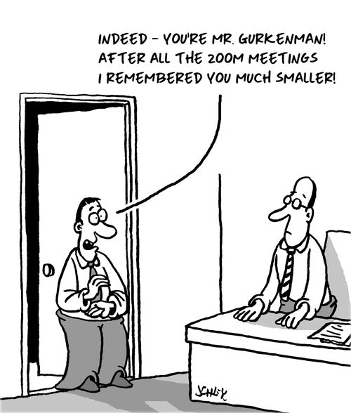 "Indeed - you're Mr. Gurkenman! After all the 200m meetings I remembered you much smaller!"