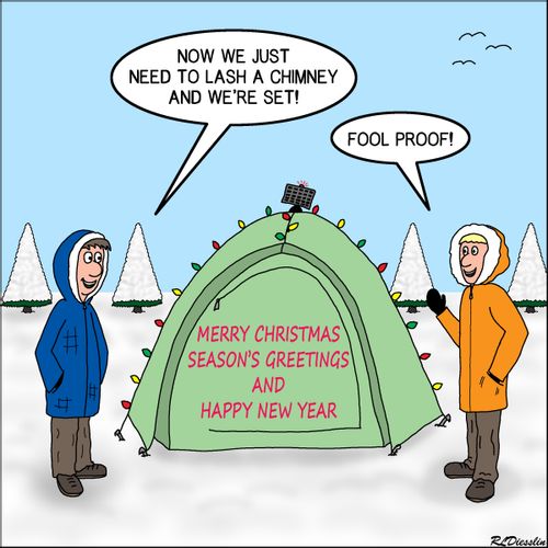 "Now we just need to lash a chimney and we're set!"