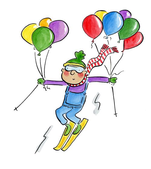 Skiing with balloons