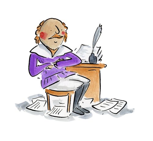 William Shakespeare sitting at a desk