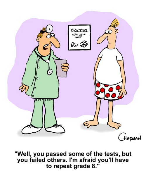 "Well, you passed some of the tests, but you failed others. I'm afraid you'll have to repeat grade 8."