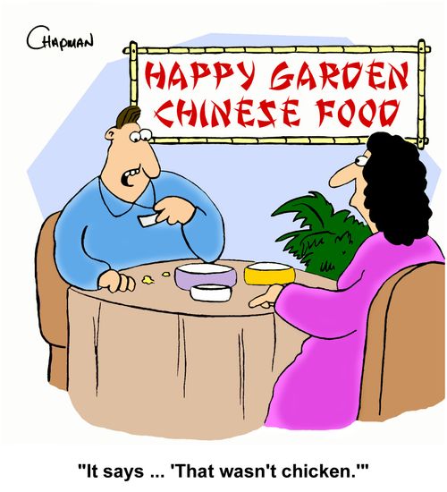"It says. . . 'That wasn't chicken.'"