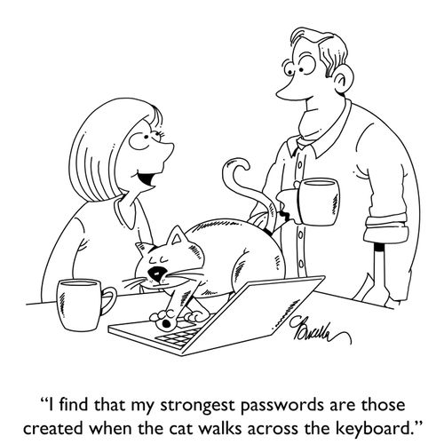 "I find that my strongest passwords are those created when the cat walks across the keyboard."