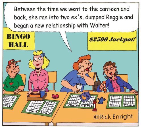"Between the time we went to the canteen and back, she ran into two ex's, dumped Reggie and began a new relationship with Walter!"