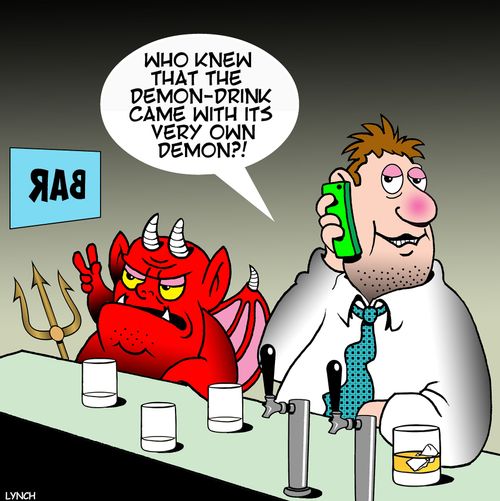 "Who knew that the demon-drink came with its very own demon?"