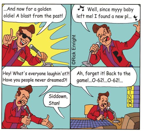 ". . . And now for a golden oldie! A blast from the past!"