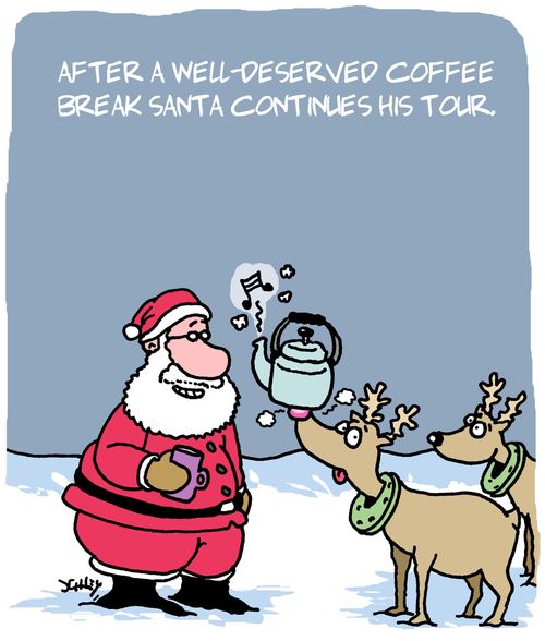 After a well-deserved coffee break Santa continues his tour.