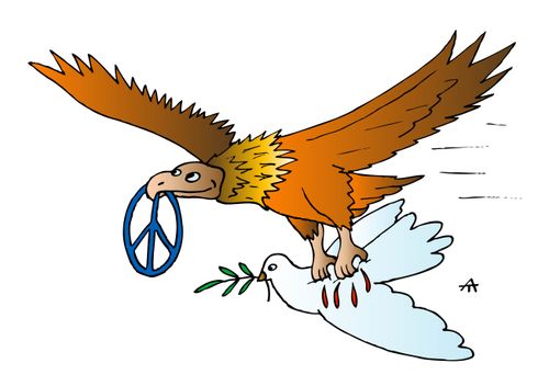 Eagle attacking the Dove of Peace