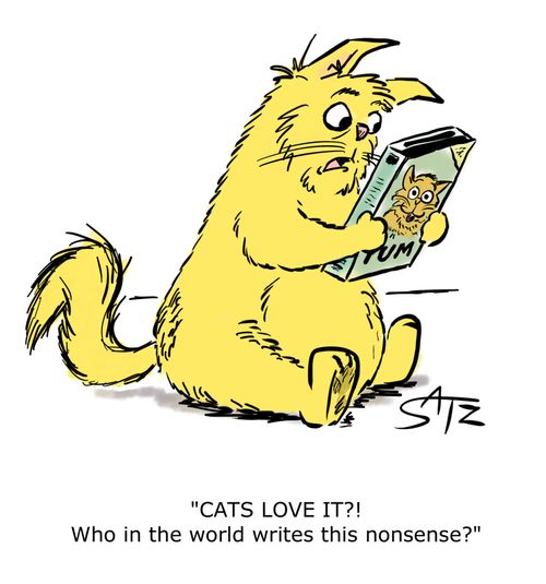 "CATS LOVE IT?! Who in the world writes this nonsense?"