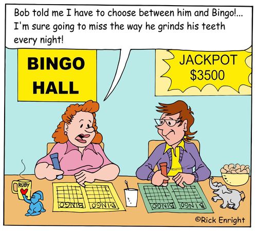 "Bob told me I have to choose between him and Bingo!. . . I'm sure going to miss the way he grinds his teeth every night!"