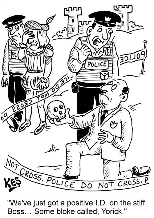 "We've just got a positive I.D. on the stiff, boss. . . Some bloke called, Yorick."
