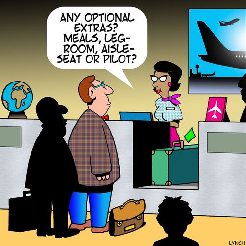"Any optional extras? Meals, legroom, aisle seat or pilot?"