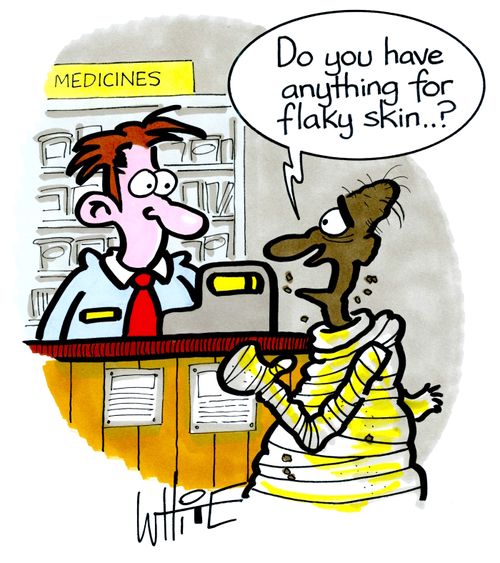 "Do you have anything for flaky skin. . . ?"