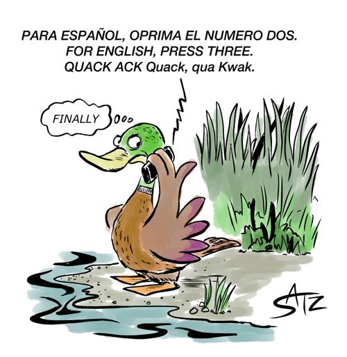 "Para Español, oprima el numero dos. For English, press three. . ."
