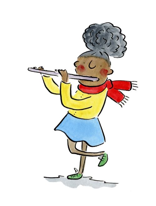 A woman playing the flute