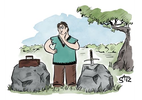 The sword or the briefcase in the stone