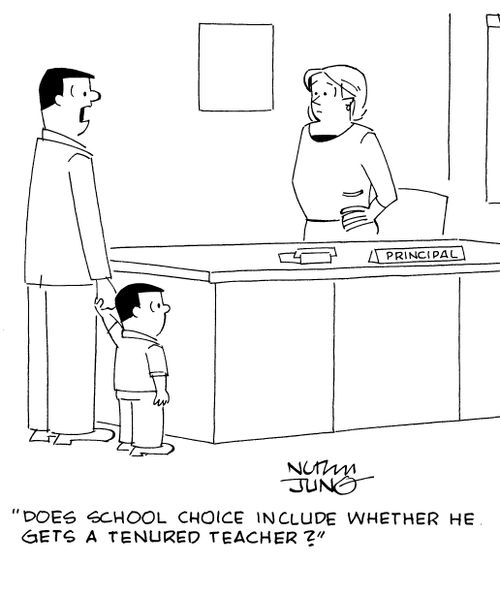  "Does school choice include whether he gets a tenured teacher?"