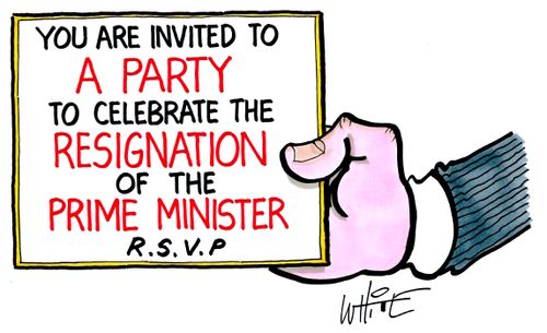 You are invited to a party to celebrate the resignation of the Prime Minister R.S.V.P.