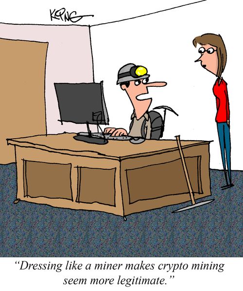 "Dressing like a miner makes crypto mining seem more legitimate."