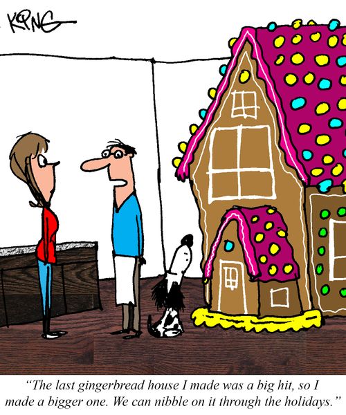 "The last gingerbread house I made was a big hit, so I made a bigger one. We can nibble on it through the holidays."