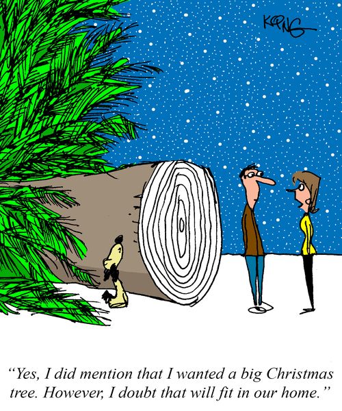 "Yes, I did mention that I wanted a big Christmas tree. However, I doubt that will fit in our home."