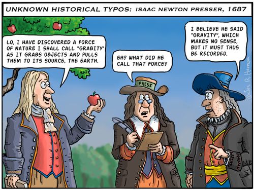 Unknown historical typos: Isaac Newton presser, 1687