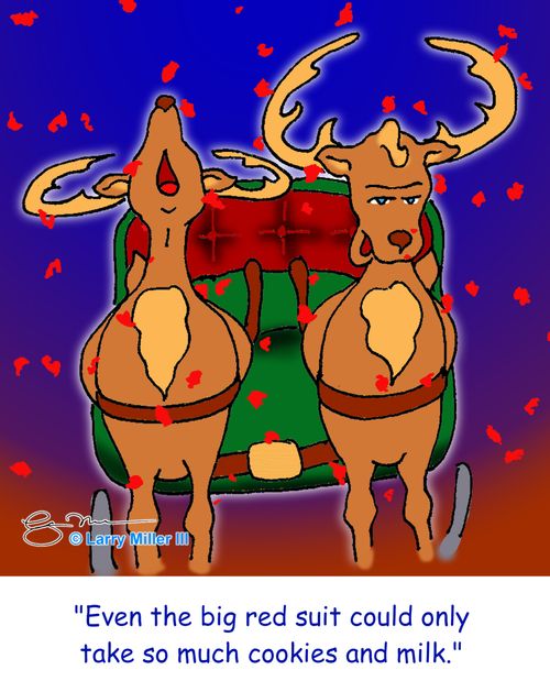 "Even the big red suit could only take so much cookie and milk."