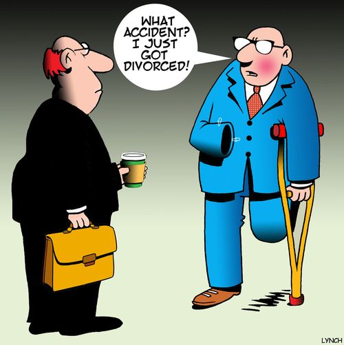 "What accident? I just got divorced!"