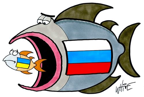 Russian Fish Eats Ukraine Fish