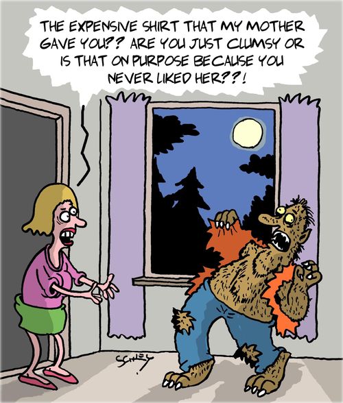 "The expensive shirt that my mother gave you? Are you just clumsy or is that on purpose because you never like her?"