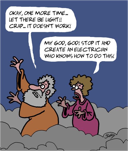 "Okay, one more time. . . let there be light!!"