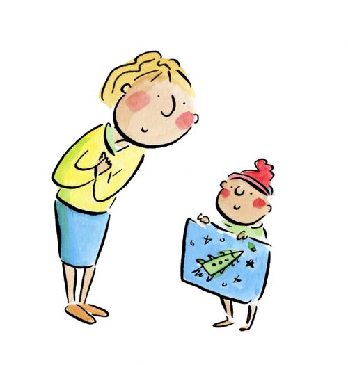 Child with picture of rocket