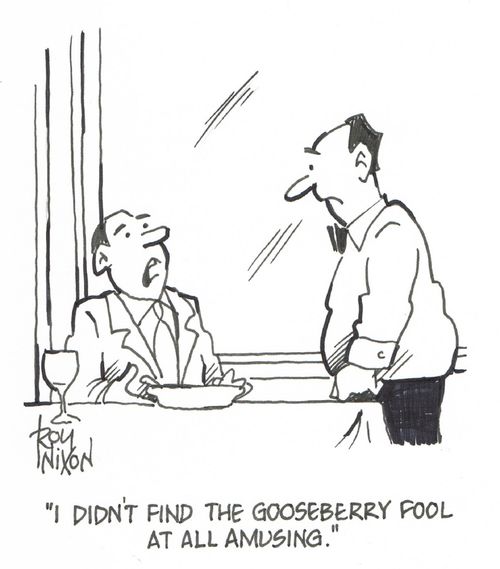 "I didn't find the gooseberry fool at all amusing."