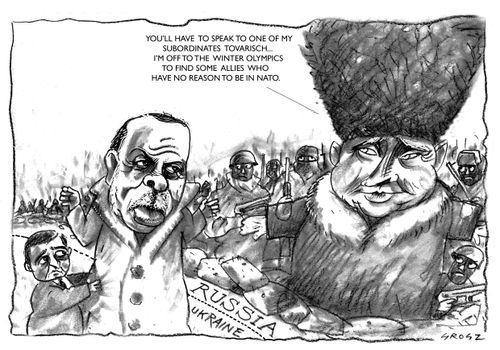 "You'll have to speak to one of my subordinates Tovarisch. . . I'm off to the winter olympics to find some allies who have no reason to be in Nato."