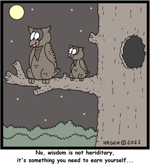 "No, wisdom is not hereditary, it's something you need to earn yourself..."