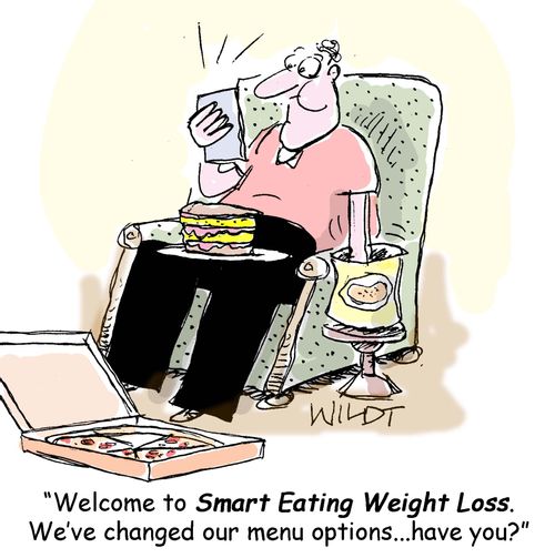 "Welcome to Smart Eating Weight Loss. We've changed our menu options... have you?"
