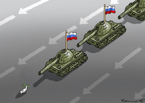 Russian Tanks advance on the Dove of Peace