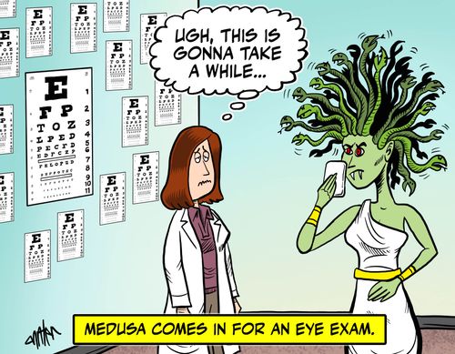 Medusa comes in for an eye exam
