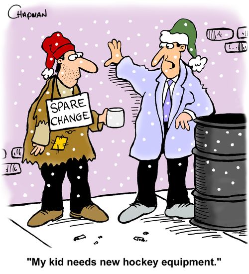 "My kid needs new hockey equipment."