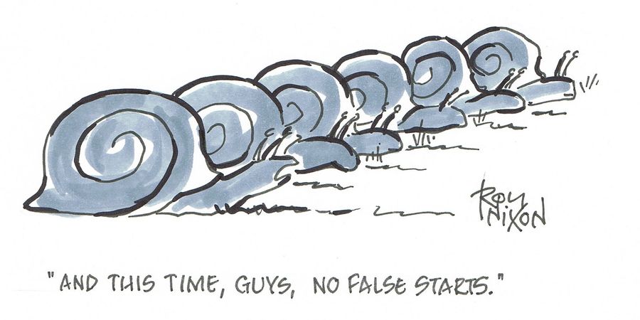 "And this time, guys, no false starts."